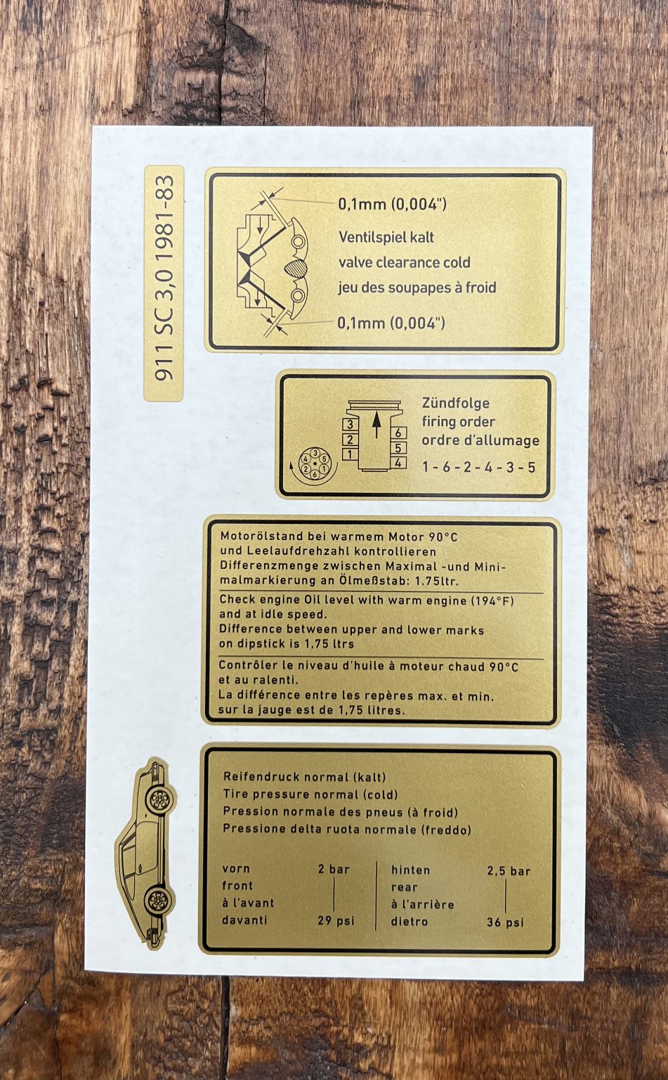 Porsche sticker Porsche 911 - Type G rear cross member 911 SC 3.0 - 81-83